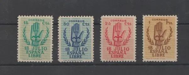 Spanje 1938/1938 - National uprising. Complete and well centred set - EDIFIL 851/854