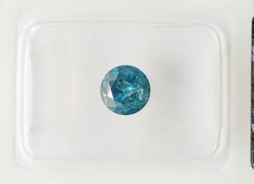 1 pcs Diamant - 0.90 ct - Rond Briljant - Fancy Intense