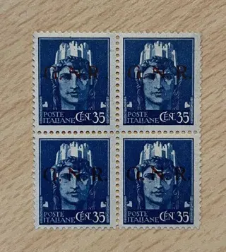 Italië 1943 - Social Republic, 35 cents, block of 4. Variety of R next to N. - Sass. 476/I