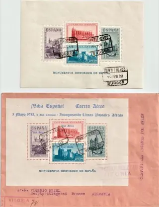Spanje 1938 - 1938 - Historic monuments - Edifil 847 on letter and postmarked - Edifil 847