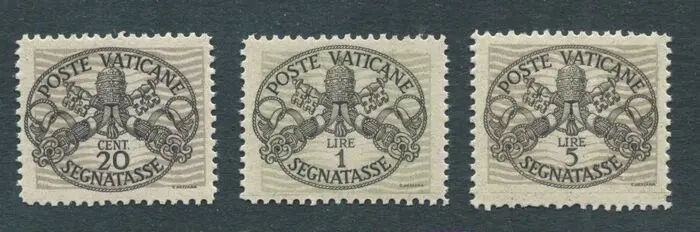 Vaticaanstad 1946 - Postage due, grey paper - Sassone n. 14I,16I,18I