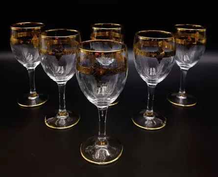 Cristal d'Arques - luxe wijnglazen (6) - .999 (24 kt) goud