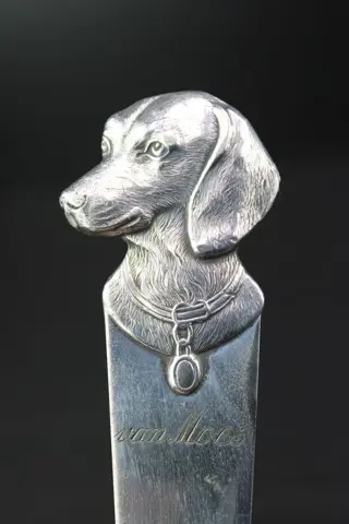 WMF / Geislingen - Art Nouveau verzilverde hondenkop