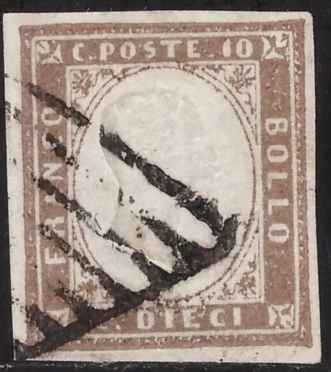 Italiaanse oude staten - Sardinië 1859 - 10 cents light pinkish brown - Sassone N. 14Ad