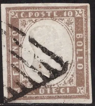 Italiaanse oude staten - Sardinië 1859 - 10 cents light pinkish brown - Sassone N. 14Ad