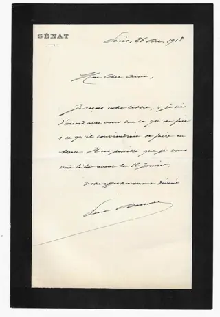 Paul Doumer - Président de la République française - belle lettre autographe signée - 1918