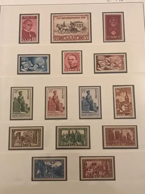 Saarland 1950 - Volledige jaargang met Europarat - Michel 289/303