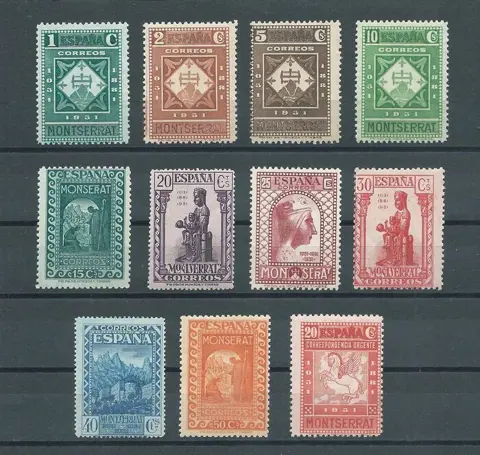 Spanje 1931 - Montserrat, surface post - Edifil nº 636/645+649