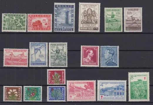 België 1950 - Volledig jaar 1950 - OBP : 823/840 + BL 29
