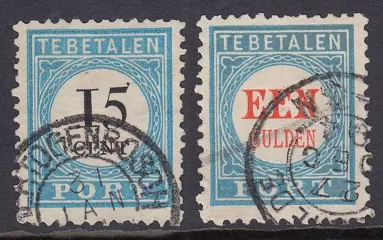 Nederland 1881 - Portzegels, in tanding 11½ : 12 en type II - NVPH P9C + P12C