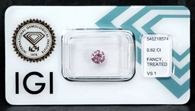 Diamant - 0.62 ct - Briljant - Fancy Pink - VS1