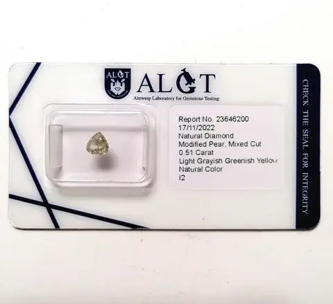 1 pcs Diamant - 0.51 ct - Hart - Licht grijsachtig