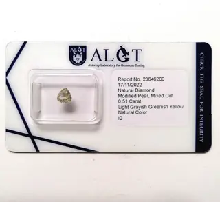 1 pcs Diamant - 0.51 ct - Hart - Licht grijsachtig