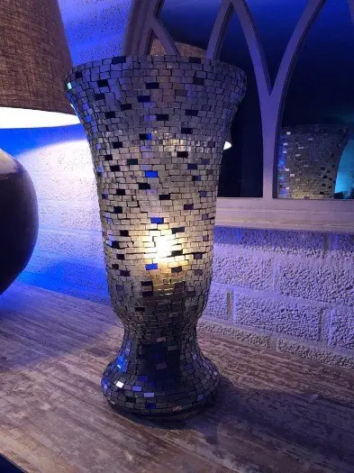Windlicht, glazen vaas , glas , mozaiek , XL , kandelaar