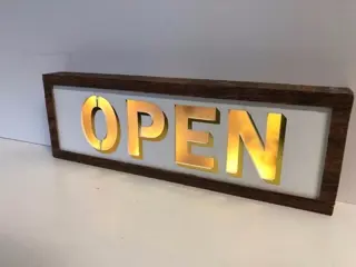 OPEN , gevelreclame, neon , lichtbak , bar open , cafe