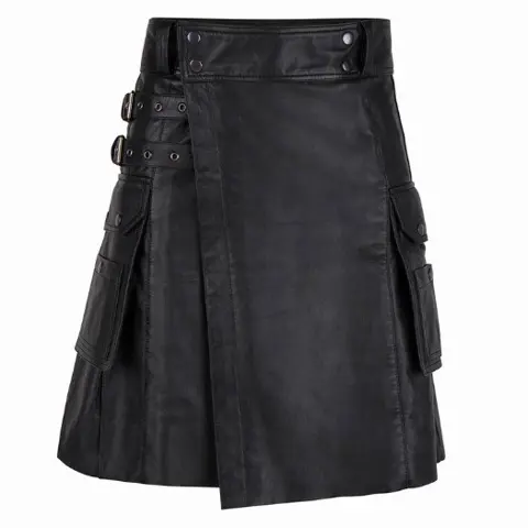 Zwart leren fetish party schotse rok