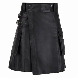 Zwart leren fetish party schotse rok
