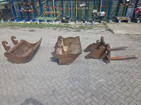 Unbranded Sorting bucket -  Excavator bucket - Pallet fork 3-delige set aanbouwdelen - Stalen uitvoe