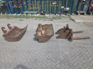 Unbranded Sorting bucket -  Excavator bucket - Pallet fork 3-delige set aanbouwdelen - Stalen uitvoe