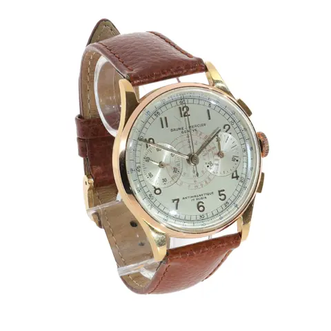 Circa 1950 Baume & Mercier Genève Ref. 3916 18K Yellow Gold Chronograph
