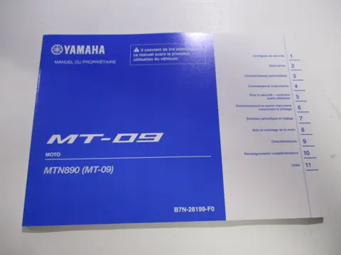 INSTRUCTIEBOEKJE Yamaha MT 09 2018 - 2020
