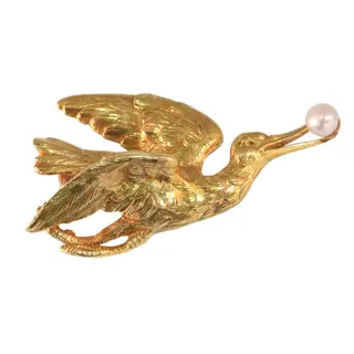 Elegance in Flight: The Victorian Stork Brooch-Pendant