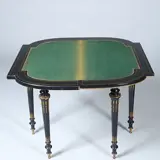 Foto 24 van Bijzonder fraaie wandtafel in wortelnoten met ebben en brons beslagen Boulle stijl ca 1910