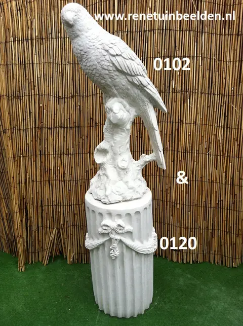 Papegaai met zuil. nr 0102 & 0120.
