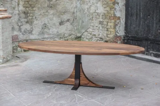 Ovale walnoten tafel 300x120cm Meubelfabriek Westra