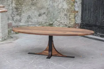 Ovale walnoten tafel 300x120cm Meubelfabriek Westra