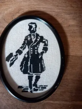 schilderij, geborduurd, retro