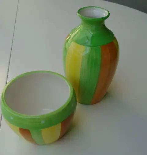 VAAS EN BLOEMPOT SET IN GESTREEPT DESIGN Nieuw