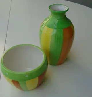 VAAS EN BLOEMPOT SET IN GESTREEPT DESIGN Nieuw