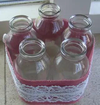GLAZEN MINI FLESJES IN SET VAN 5 STUKS OUD ROZE Nieuw