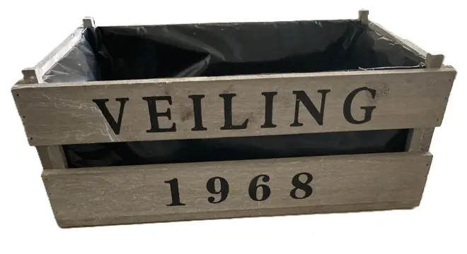 HOUTEN MINI VEILING KRATJE MET 1968 NIEUW