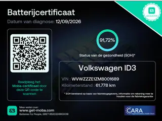 Volkswagen ID.3 Pro 58 kWh SOH 91,72%, parkeersensoren voor en achter, multifunctioneel stuurwiel, l
