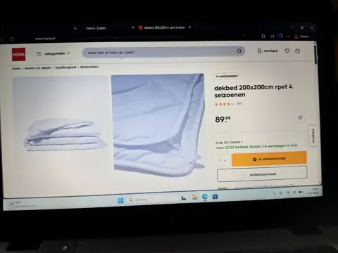 Dekbed Hema 200x200 amper gebruikt en 2 bamboe nieuwe kussens