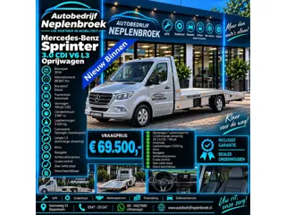 Mercedes-Benz Sprinter 3.0 CDI V6 L3 Oprijwagen Luchtvering Lier 3.500 kg Trekgewicht
