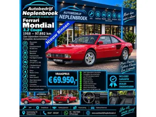 Ferrari Mondial 3.2 Coupé – 1988 – 97.892 km – Zeer bijzondere klassieker – Complete documentatie