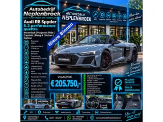 Audi R8 Spyder 5.2 performance quattro *Keramisch / Magnetic Ride / Capristo / Bang & Olufsen / Carb