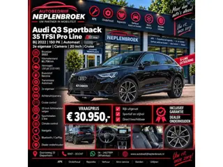 Audi Q3 Sportback 35 TFSI Pro Line Bj 2022 150PK 2e eigen Automaat,Camers,20Inch,Cruise