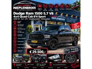 Dodge Ram 1500 5.7 V8 4x4 Quad Cab 6'4 Sport 1500 5.7 HEMI V8 4x4 Quad Cab 6'4 Sport | LPG | Schuif/