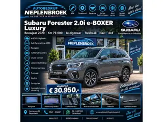 Subaru Forester 2.0i e-BOXER Luxury Bj 2020 Km 79.000 Nap 1e eigenaar Trekhaak,Navi,4x4,Camera,Cruis