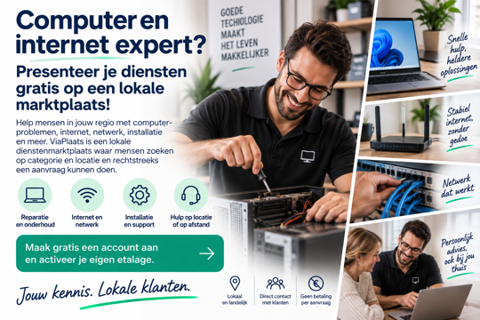 Computer- of internetexpert? Presenteer je diensten gratis op ViaPlaats