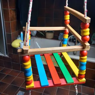 babyschommel met kralen, , hout, voor binnen of buiten