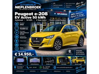 Peugeot e-208 EV Active 50 kWh Automaat Bj 2022 SOH 94% 3 fase Km 70.000 Dealer onderhouden