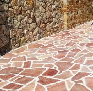 Flagstones Brasil Rosso Kwartsiet 1,5-3 cm dik