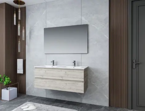 Badmeubel Sally 120cm - Incl keramische wastafel LICHT HOUT