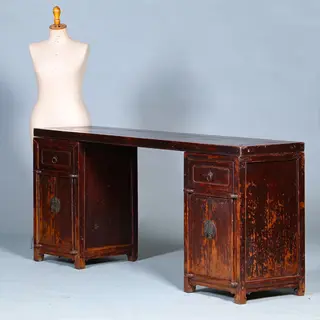 Foto 15 van Smalle lange wandtafel of sideboard  ook wel dokters bureau prachtige patina ca 1890