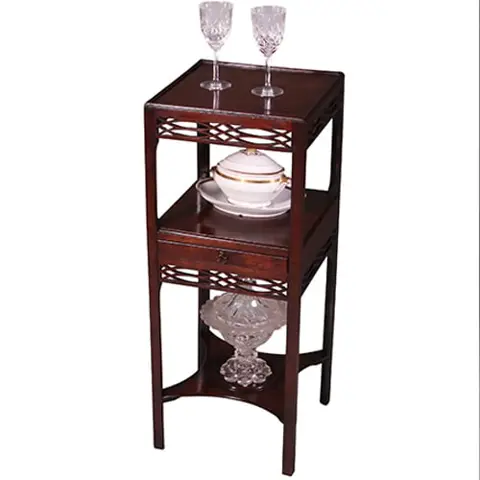 Etagiere nachtkastje Engelse bedside tabel of nightstand in mahonie met lade ca 1820
